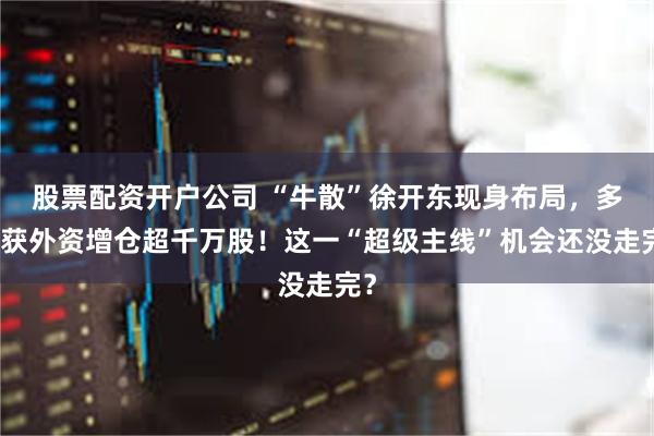 股票配资开户公司 “牛散”徐开东现身布局，多只获外资增仓超千万股！这一“超级主线”机会还没走完？
