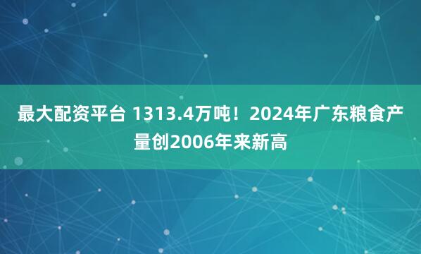 最大配资平台 1313.4万吨！2024年广东粮食产量创2006年来新高