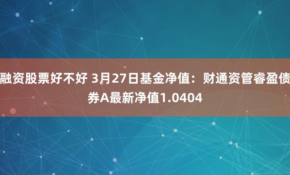 融资股票好不好 3月27日基金净值：财通资管睿盈债券A最新净值1.0404
