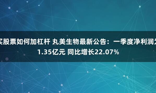 买股票如何加杠杆 丸美生物最新公告：一季度净利润为1.35亿元 同比增长22.07%