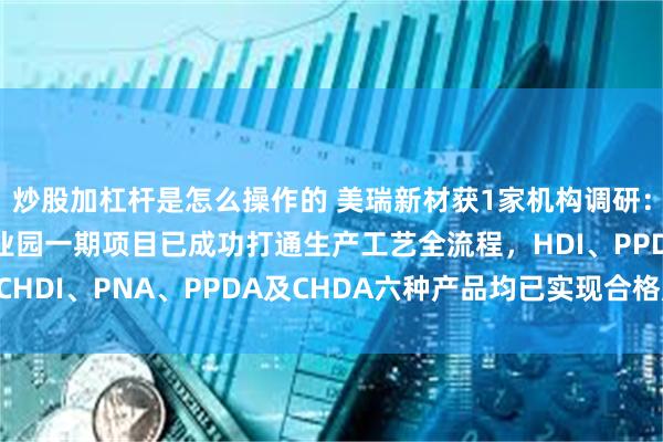 炒股加杠杆是怎么操作的 美瑞新材获1家机构调研：截至目前，聚氨酯产业园一期项目已成功打通生产工艺全流程，HDI、PPDI、CHDI、PNA、PPDA及CHDA六种产品均已实现合格产品产出（附调研问答）