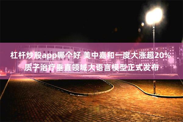 杠杆炒股app哪个好 美中嘉和一度大涨超20% 质子治疗垂直领域大语言模型正式发布