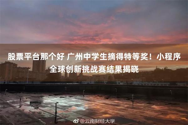 股票平台那个好 广州中学生摘得特等奖！小程序全球创新挑战赛结果揭晓