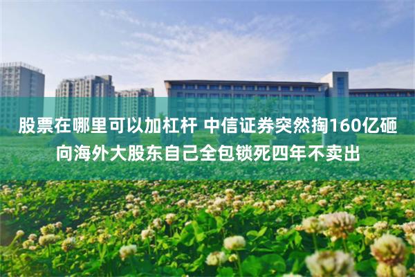 股票在哪里可以加杠杆 中信证券突然掏160亿砸向海外大股东自己全包锁死四年不卖出