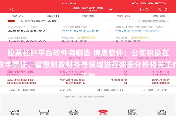 股票杠杆平台软件有哪些 博思软件：公司积极在数字票证、智慧财政财务等领域进行数据分析相关工作