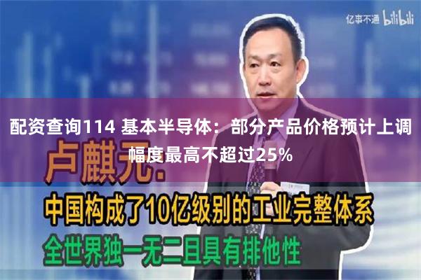 配资查询114 基本半导体：部分产品价格预计上调幅度最高不超过25%