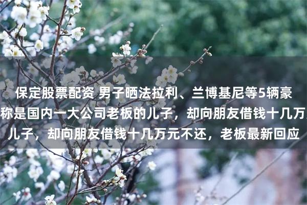 保定股票配资 男子晒法拉利、兰博基尼等5辆豪车和179万元存款，自称是国内一大公司老板的儿子，却向朋友借钱十几万元不还，老板最新回应