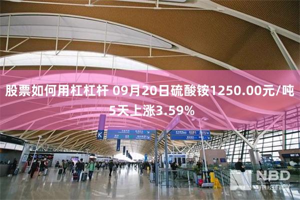 股票如何用杠杠杆 09月20日硫酸铵1250.00元/吨 5天上涨3.59%