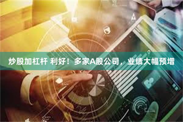 炒股加杠杆 利好！多家A股公司，业绩大幅预增
