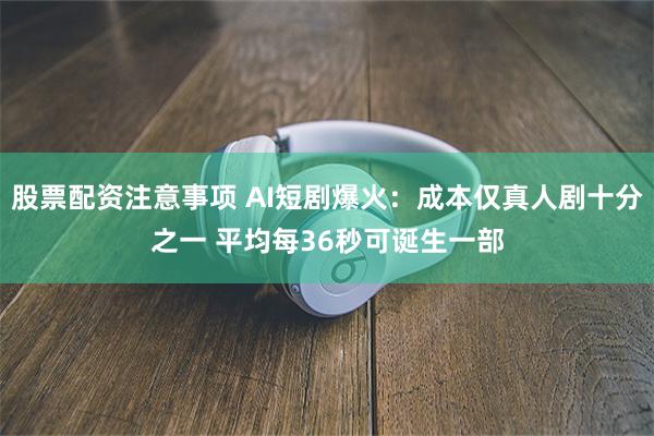 股票配资注意事项 AI短剧爆火:成本仅真人剧十分之一 平均每36秒可诞生一部
